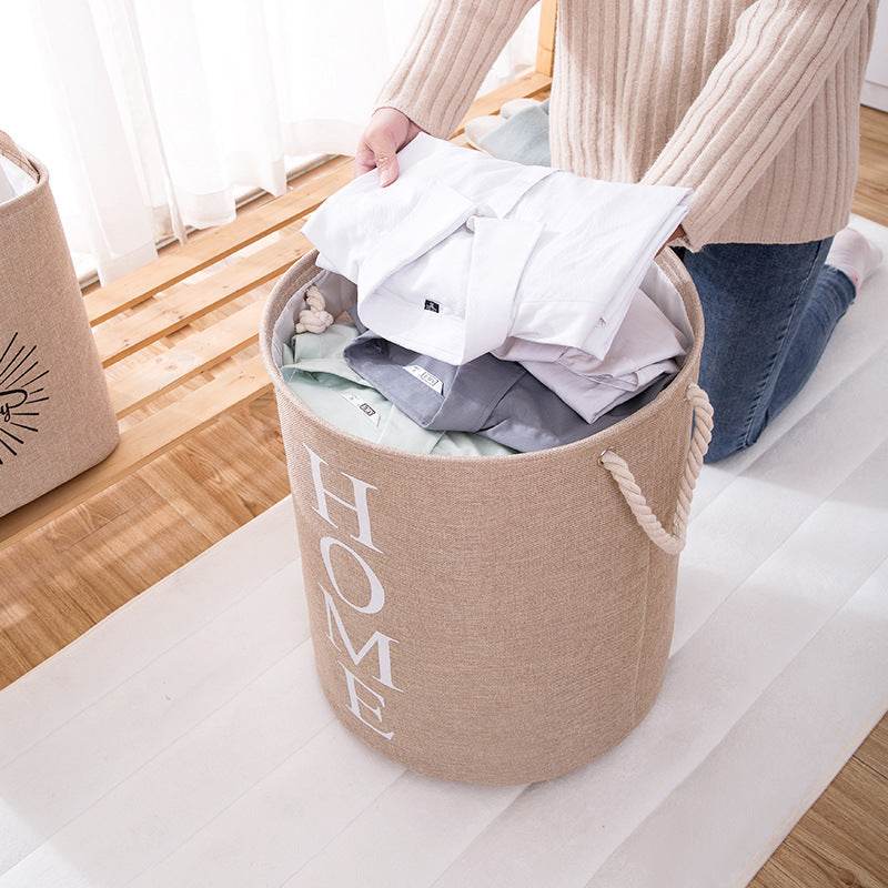 New Dirty Clothes Hamper Cotton And Linen Storage Bucket - Mubimart