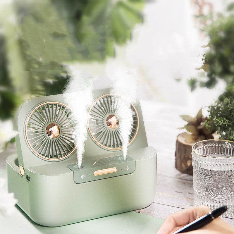 New Double Fan Blade Double Spray Fan Humidifying And Cooling Air Cooler - Mubimart