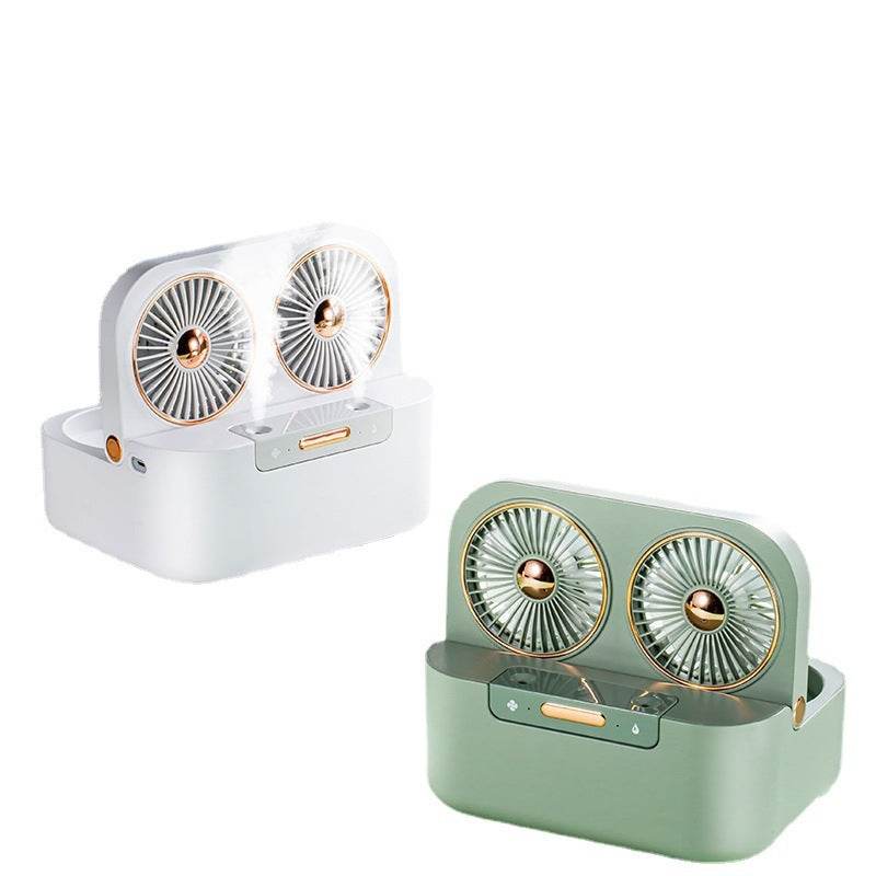New Double Fan Blade Double Spray Fan Humidifying And Cooling Air Cooler - Mubimart
