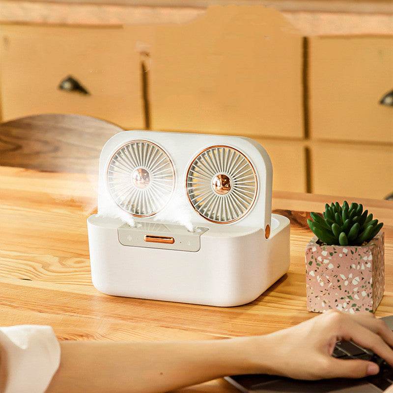 New Double Fan Blade Double Spray Fan Humidifying And Cooling Air Cooler - Mubimart