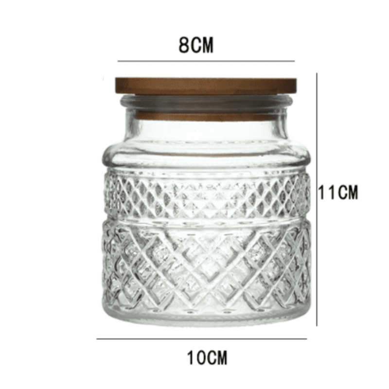 New French Glass Sealed Jar Bamboo Lid Moisture-proof Storage Jar - Mubimart