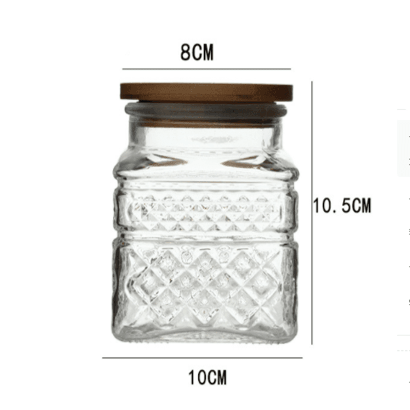 New French Glass Sealed Jar Bamboo Lid Moisture-proof Storage Jar - Mubimart