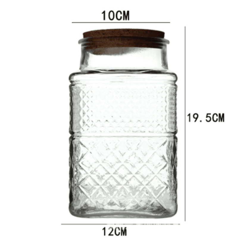 New French Glass Sealed Jar Bamboo Lid Moisture-proof Storage Jar - Mubimart