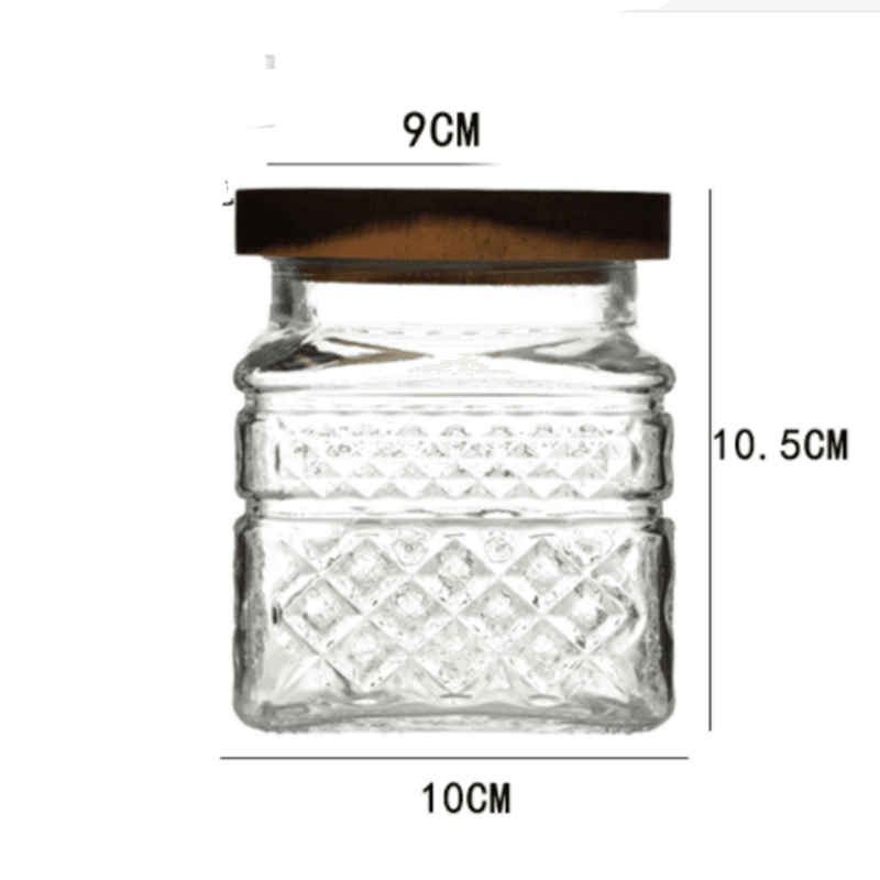 New French Glass Sealed Jar Bamboo Lid Moisture-proof Storage Jar - Mubimart