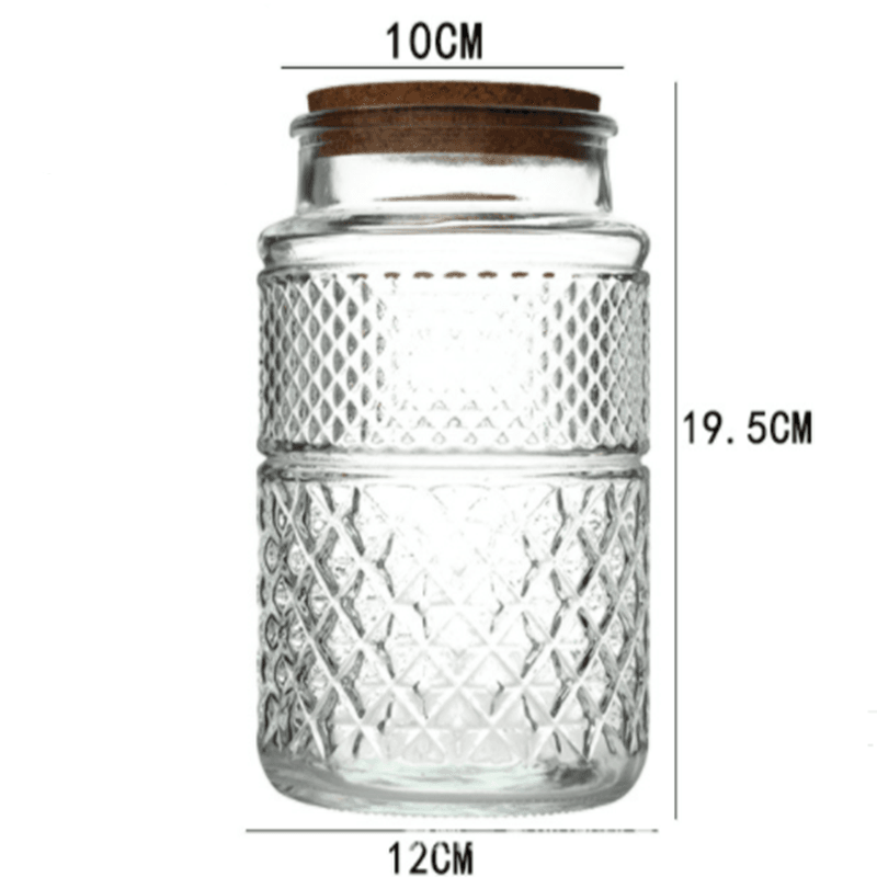 New French Glass Sealed Jar Bamboo Lid Moisture-proof Storage Jar - Mubimart