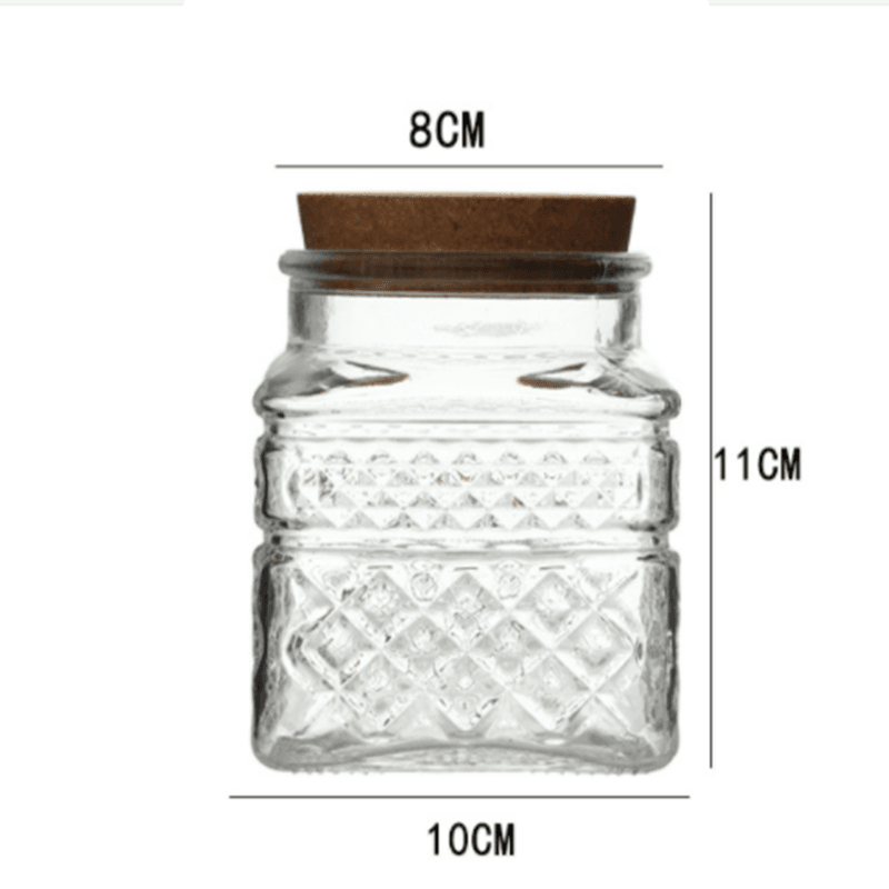 New French Glass Sealed Jar Bamboo Lid Moisture-proof Storage Jar - Mubimart