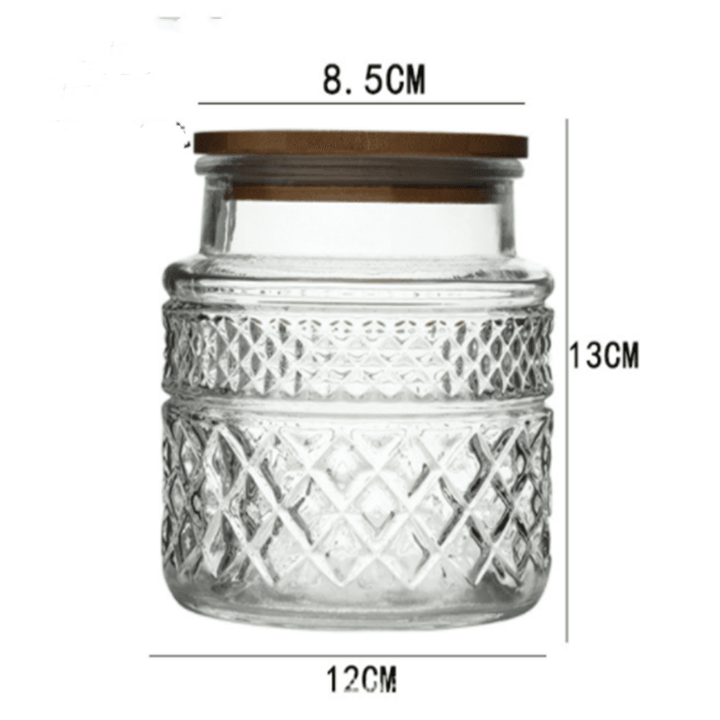 New French Glass Sealed Jar Bamboo Lid Moisture-proof Storage Jar - Mubimart