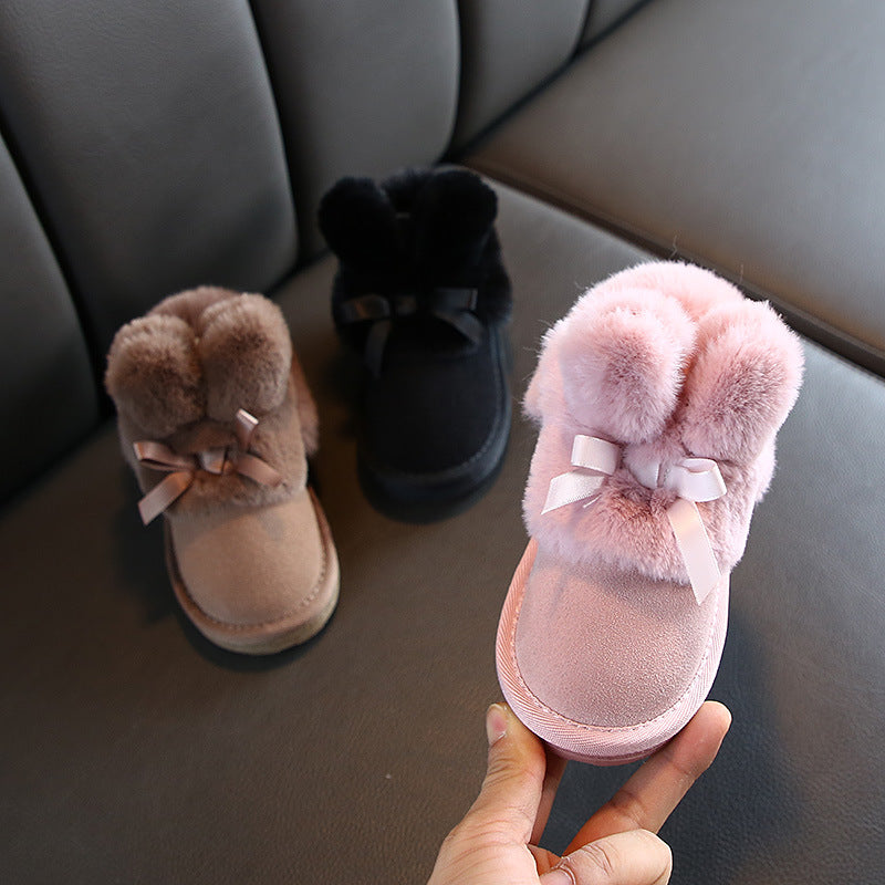 New Girls' Plush And Thick Warm Boots In Winter - Mubimart - Baby Shoes 