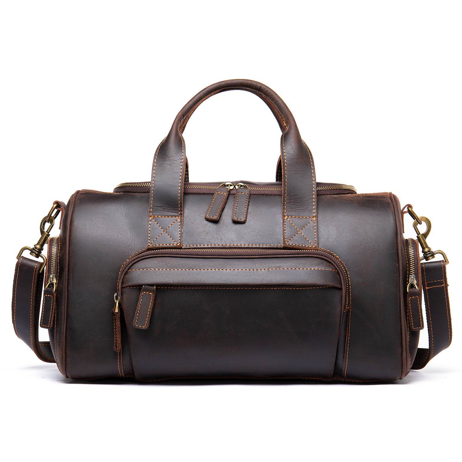New Leather Handmade Retro Leather Men's Hand Luggage Bag Large Capacity - Mubimart