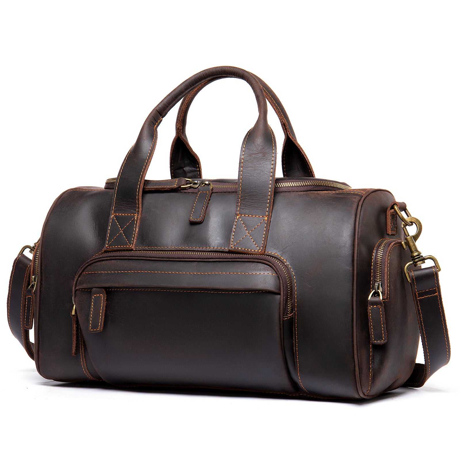 New Leather Handmade Retro Leather Men's Hand Luggage Bag Large Capacity - Mubimart - Luggage bag 