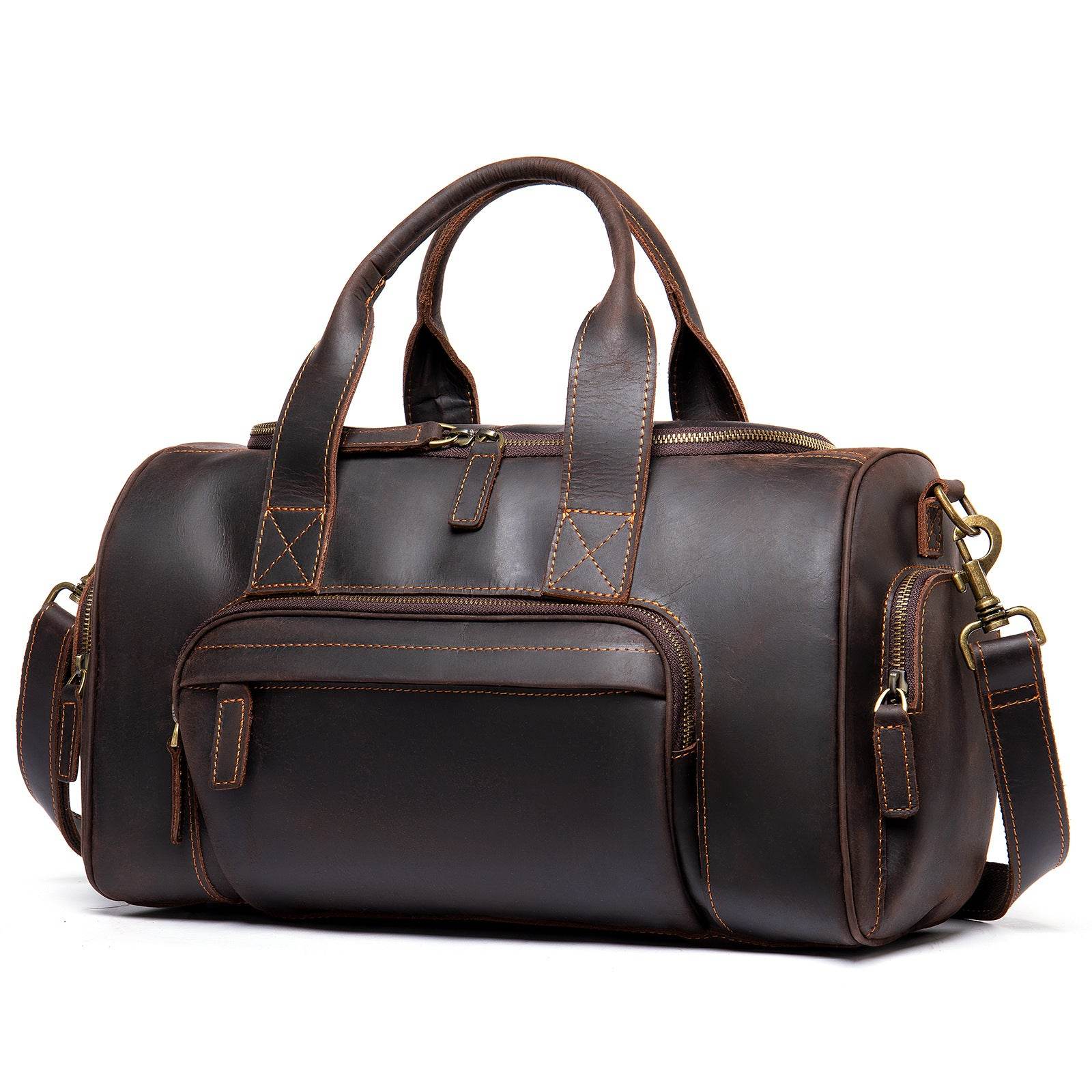 New Leather Handmade Retro Leather Men's Hand Luggage Bag Large Capacity - Mubimart