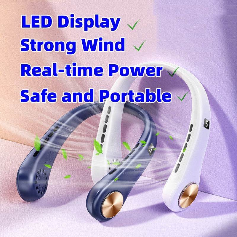 New Mini Neck Fan Portable Bladeless Hanging Neck Rechargeable Air Cooler Mini Summer Sports Fans - Mubimart
