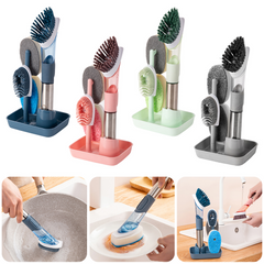 New Multifunctional Dish Brush Household Kitchen Oily Sponge Long Handle Cleaning Brush - Mubimart - Dish Brush 