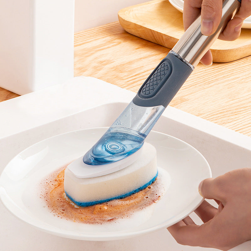 New Multifunctional Dish Brush Household Kitchen Oily Sponge Long Handle Cleaning Brush - Mubimart -  