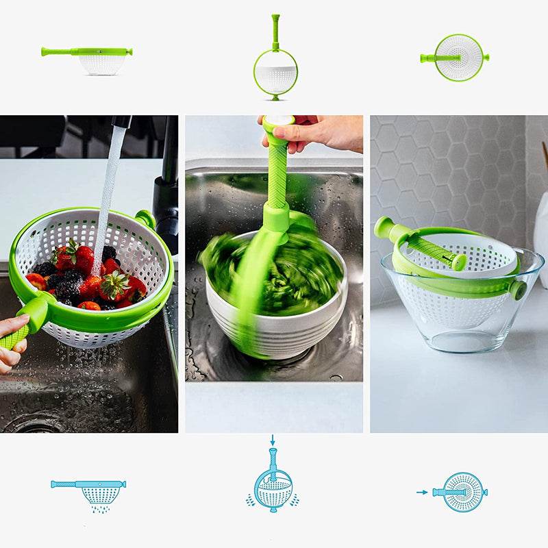 New Salad Spinner Scratch Resistant Nylon Spinning Colander - Mubimart