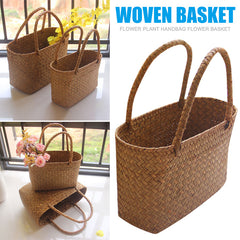 New Seagrass Woven Basket Floral Plant Tote - Mubimart -  