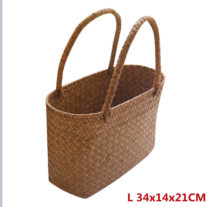 New Seagrass Woven Basket Floral Plant Tote - Mubimart -  