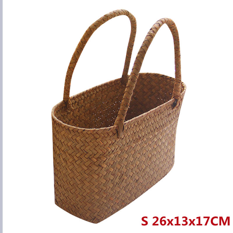 New Seagrass Woven Basket Floral Plant Tote - Mubimart -  