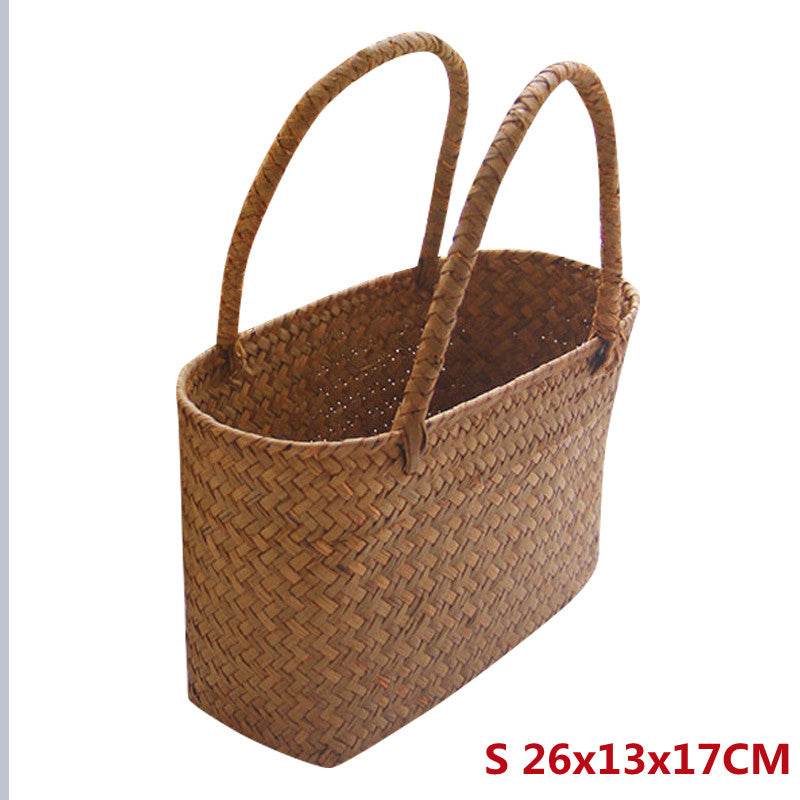 New Seagrass Woven Basket Floral Plant Tote - Mubimart