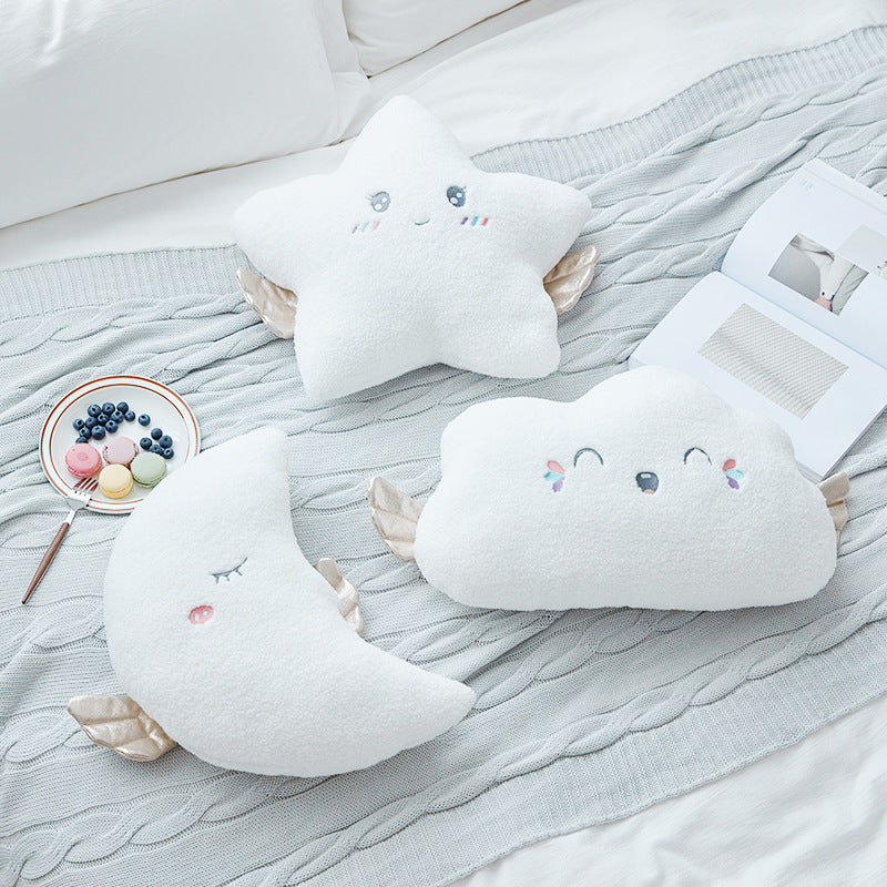 New Stuffed Angel Cloud Moon Star Plush Pillow Soft Cushion Cloud Stuffed Plush Toys for Children Baby Kids Pillow Girl - Mubimart -  