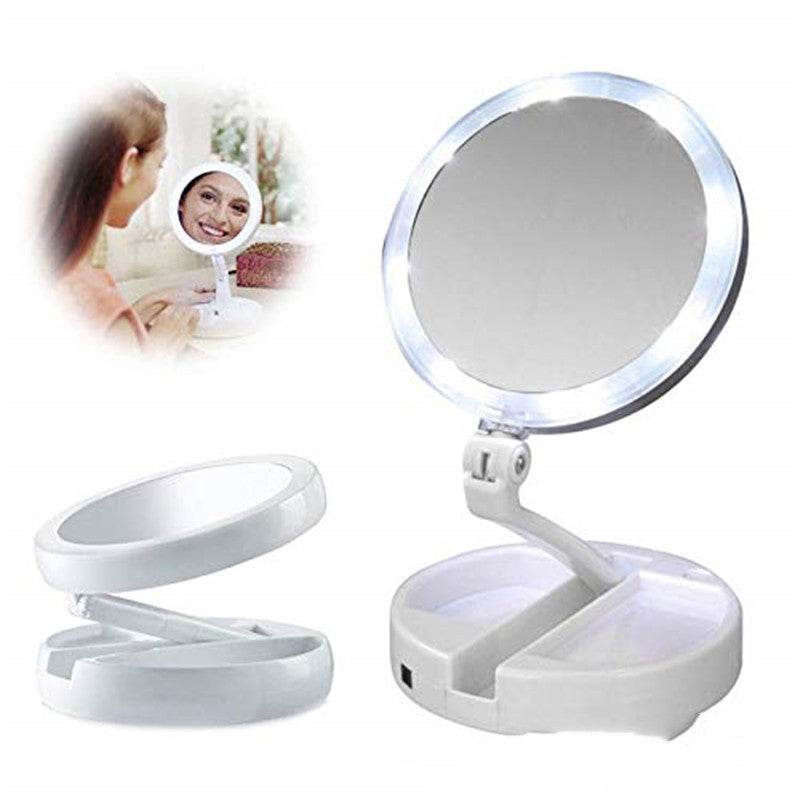 New Style Makeup Mirror LED Makeup Mirror Folding Storage Makeup Mirror - Mubimart