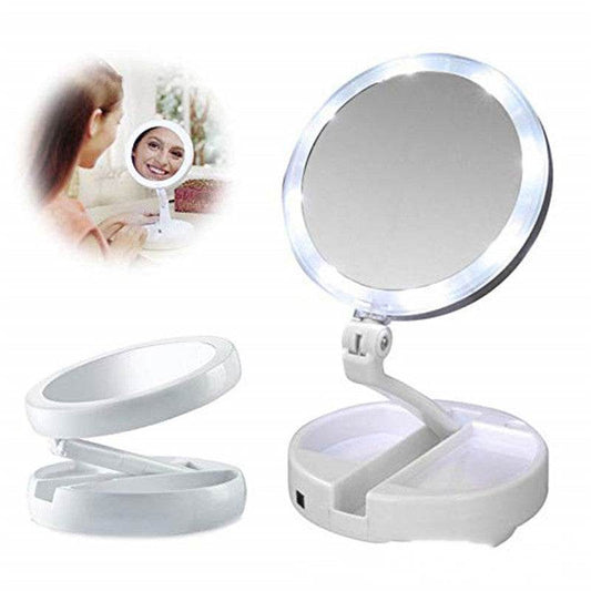 New Style Makeup Mirror LED Makeup Mirror Folding Storage Makeup Mirror - Mubimart