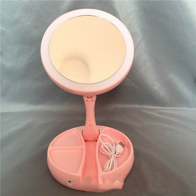 New Style Makeup Mirror LED Makeup Mirror Folding Storage Makeup Mirror - Mubimart