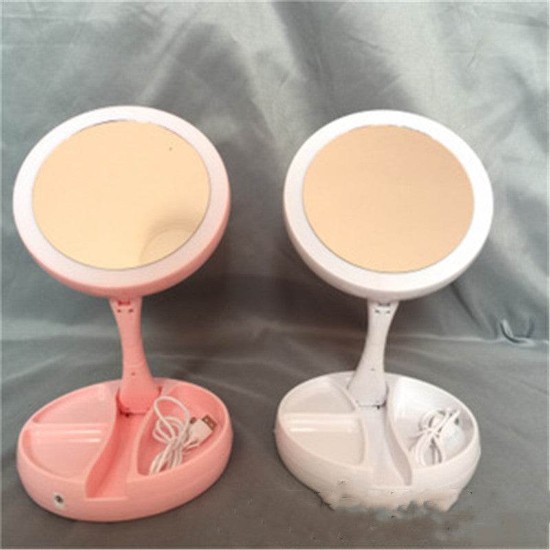 New Style Makeup Mirror LED Makeup Mirror Folding Storage Makeup Mirror - Mubimart