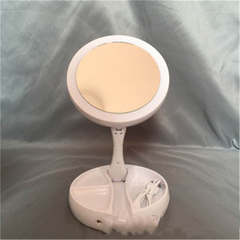 New Style Makeup Mirror LED Makeup Mirror Folding Storage Makeup Mirror - Mubimart