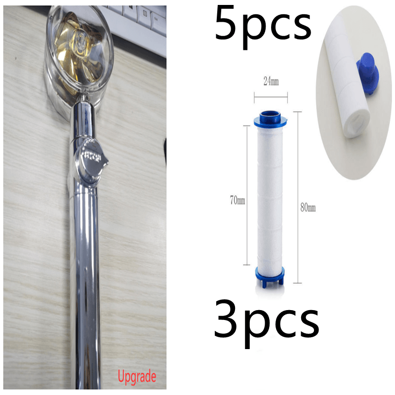 New Turbo Propeller Shower Head Water Saving High Preassure Flow 360 Degrees With Fan Extension Showerhead Rainfall With Holder - Mubimart