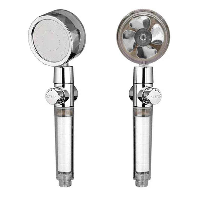 New Turbo Propeller Shower Head Water Saving High Preassure Flow 360 Degrees With Fan Extension Showerhead Rainfall With Holder - Mubimart