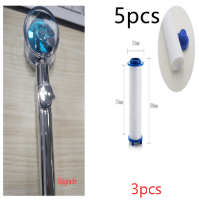 New Turbo Propeller Shower Head Water Saving High Preassure Flow 360 Degrees With Fan Extension Showerhead Rainfall With Holder - Mubimart