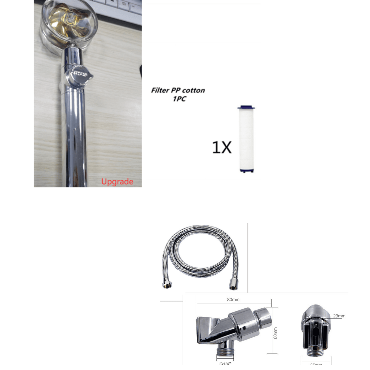 New Turbo Propeller Shower Head Water Saving High Preassure Flow 360 Degrees With Fan Extension Showerhead Rainfall With Holder - Mubimart