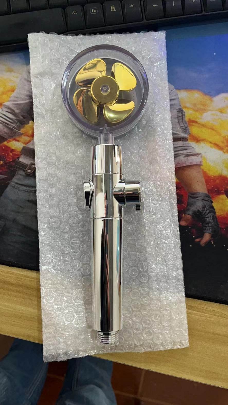 New Turbo Propeller Shower Head Water Saving High Preassure Flow 360 Degrees With Fan Extension Showerhead Rainfall With Holder - Mubimart