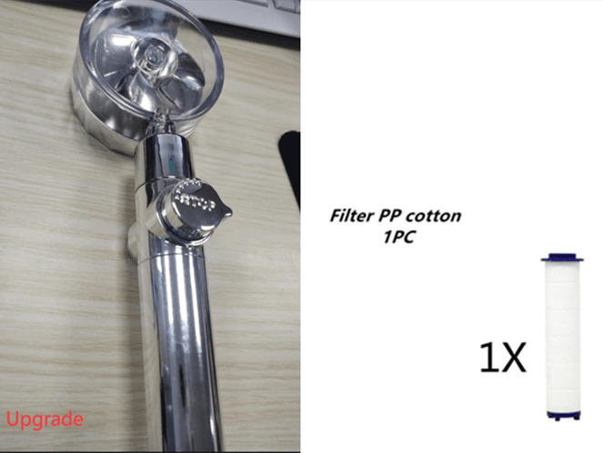 New Turbo Propeller Shower Head Water Saving High Preassure Flow 360 Degrees With Fan Extension Showerhead Rainfall With Holder - Mubimart