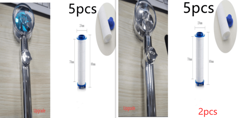 New Turbo Propeller Shower Head Water Saving High Preassure Flow 360 Degrees With Fan Extension Showerhead Rainfall With Holder - Mubimart