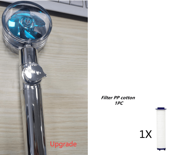 New Turbo Propeller Shower Head Water Saving High Preassure Flow 360 Degrees With Fan Extension Showerhead Rainfall With Holder - Mubimart