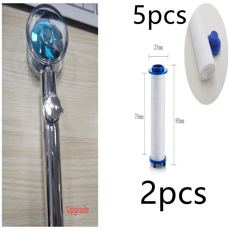 New Turbo Propeller Shower Head Water Saving High Preassure Flow 360 Degrees With Fan Extension Showerhead Rainfall With Holder - Mubimart