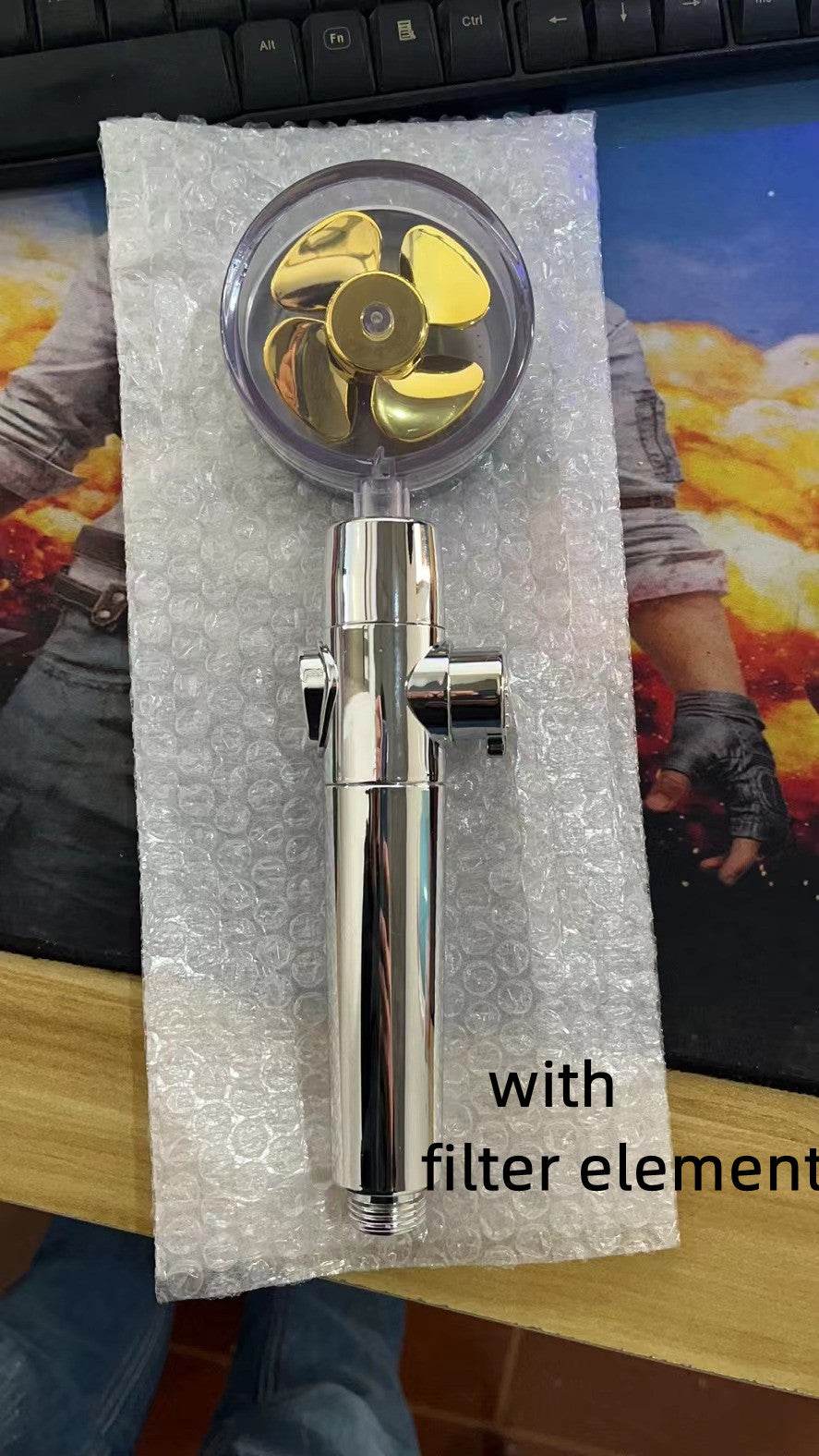 New Turbo Propeller Shower Head Water Saving High Preassure Flow 360 Degrees With Fan Extension Showerhead Rainfall With Holder - Mubimart