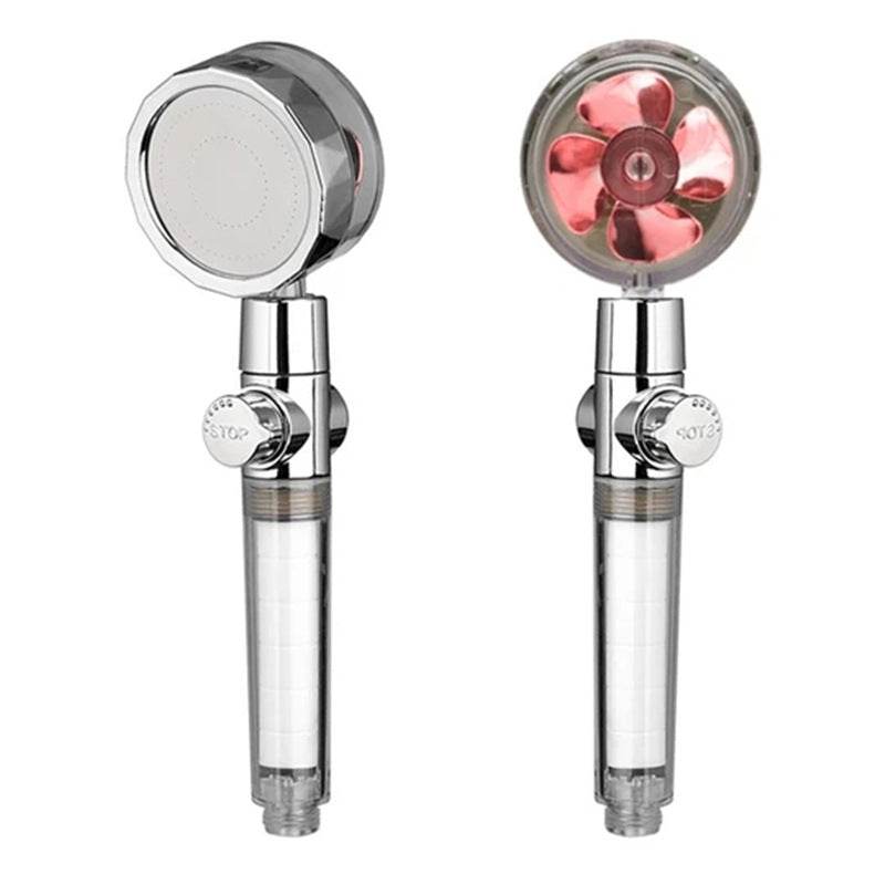 New Turbo Propeller Shower Head Water Saving High Preassure Flow 360 Degrees With Fan Extension Showerhead Rainfall With Holder - Mubimart