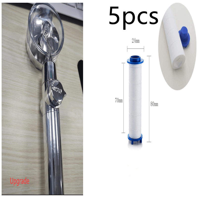 New Turbo Propeller Shower Head Water Saving High Preassure Flow 360 Degrees With Fan Extension Showerhead Rainfall With Holder - Mubimart