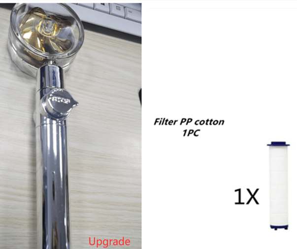 New Turbo Propeller Shower Head Water Saving High Preassure Flow 360 Degrees With Fan Extension Showerhead Rainfall With Holder - Mubimart