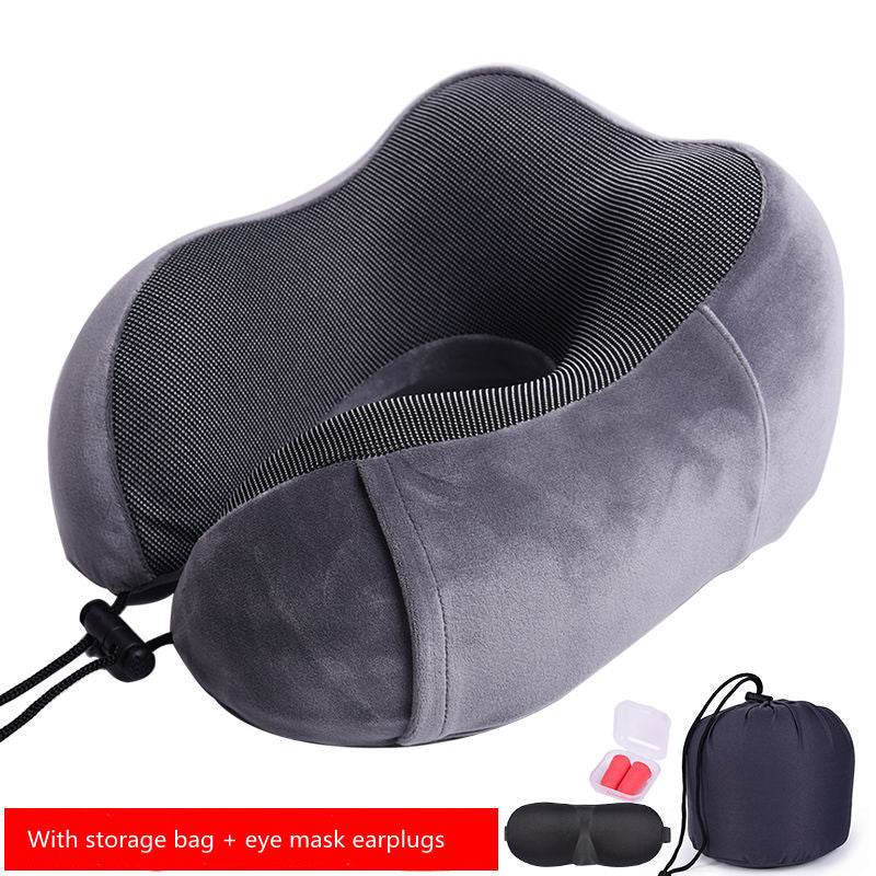 New U-Shaped Pillow Storage Memory Foam Travel Pillow - Mubimart