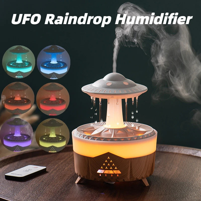 New UFO Raindrop Humidifier Water Drop Air Humidifier USB Aromatherapy Essential Oils Aroma Air Diffuser Household Mist Maker Home Decor - Mubimart - Mist Humidifiers 