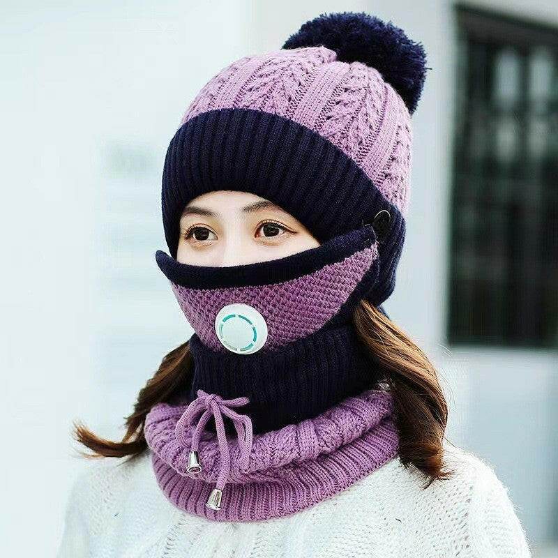 New Women's Fleece Thickened Warm Knitted Wool Hat - Mubimart