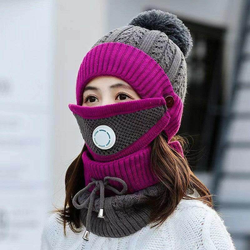 New Women's Fleece Thickened Warm Knitted Wool Hat - Mubimart