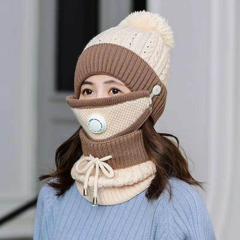 New Women's Fleece Thickened Warm Knitted Wool Hat - Mubimart