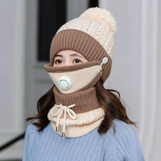 New Women's Fleece Thickened Warm Knitted Wool Hat - Mubimart