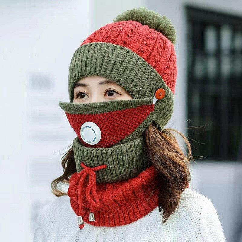 New Women's Fleece Thickened Warm Knitted Wool Hat - Mubimart