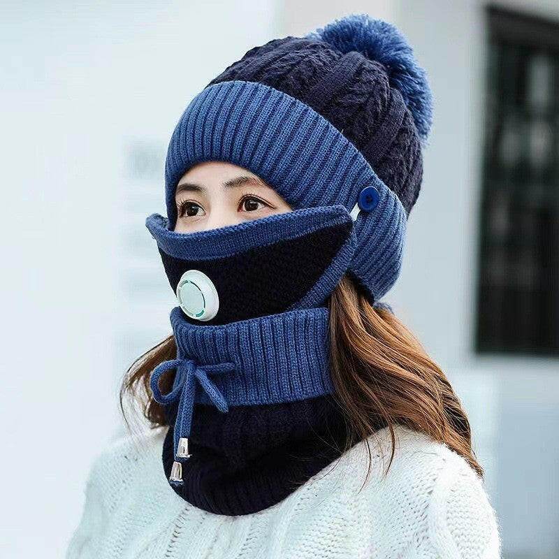 New Women's Fleece Thickened Warm Knitted Wool Hat - Mubimart